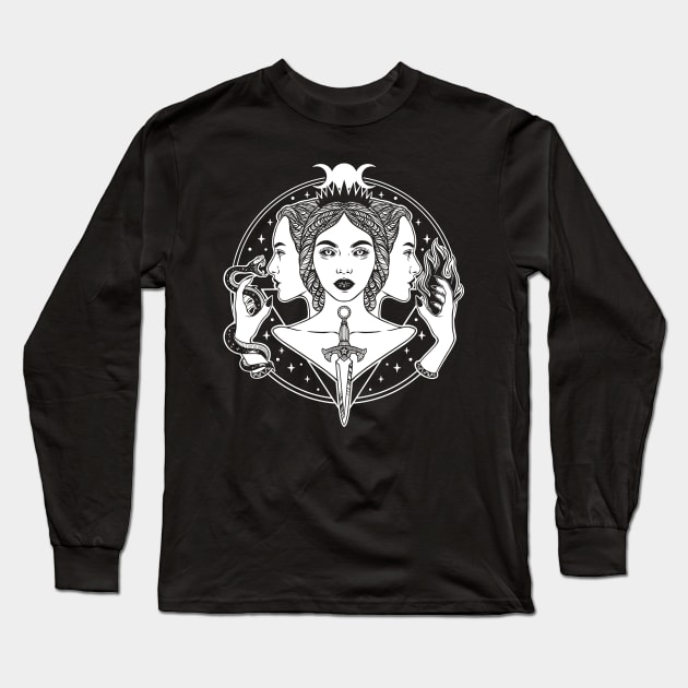 Hecate triple goddess Long Sleeve T-Shirt by OccultOmaStore